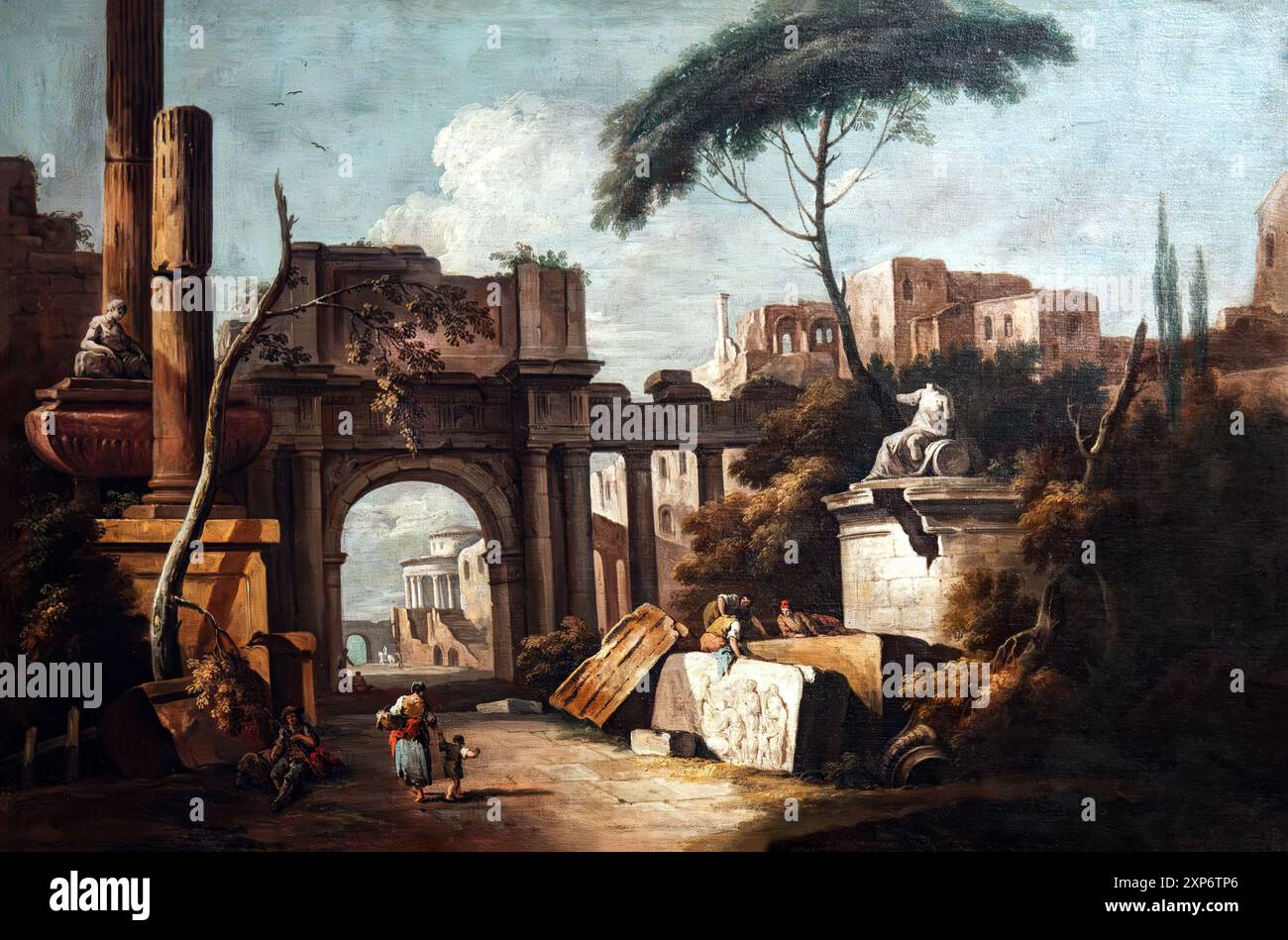 (Venezia) rovine con un grande arco e colonne di Giuseppe Zais - gallerie Accademia Foto Stock