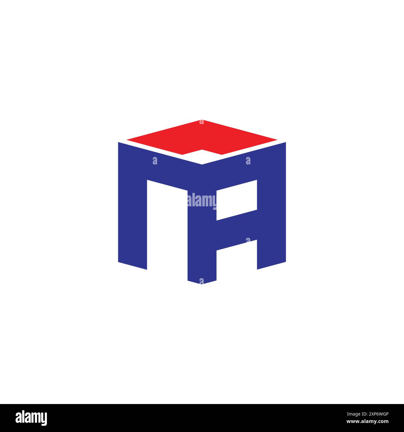 cubo 3d letter ma, colorato, semplice logo vettoriale Illustrazione Vettoriale