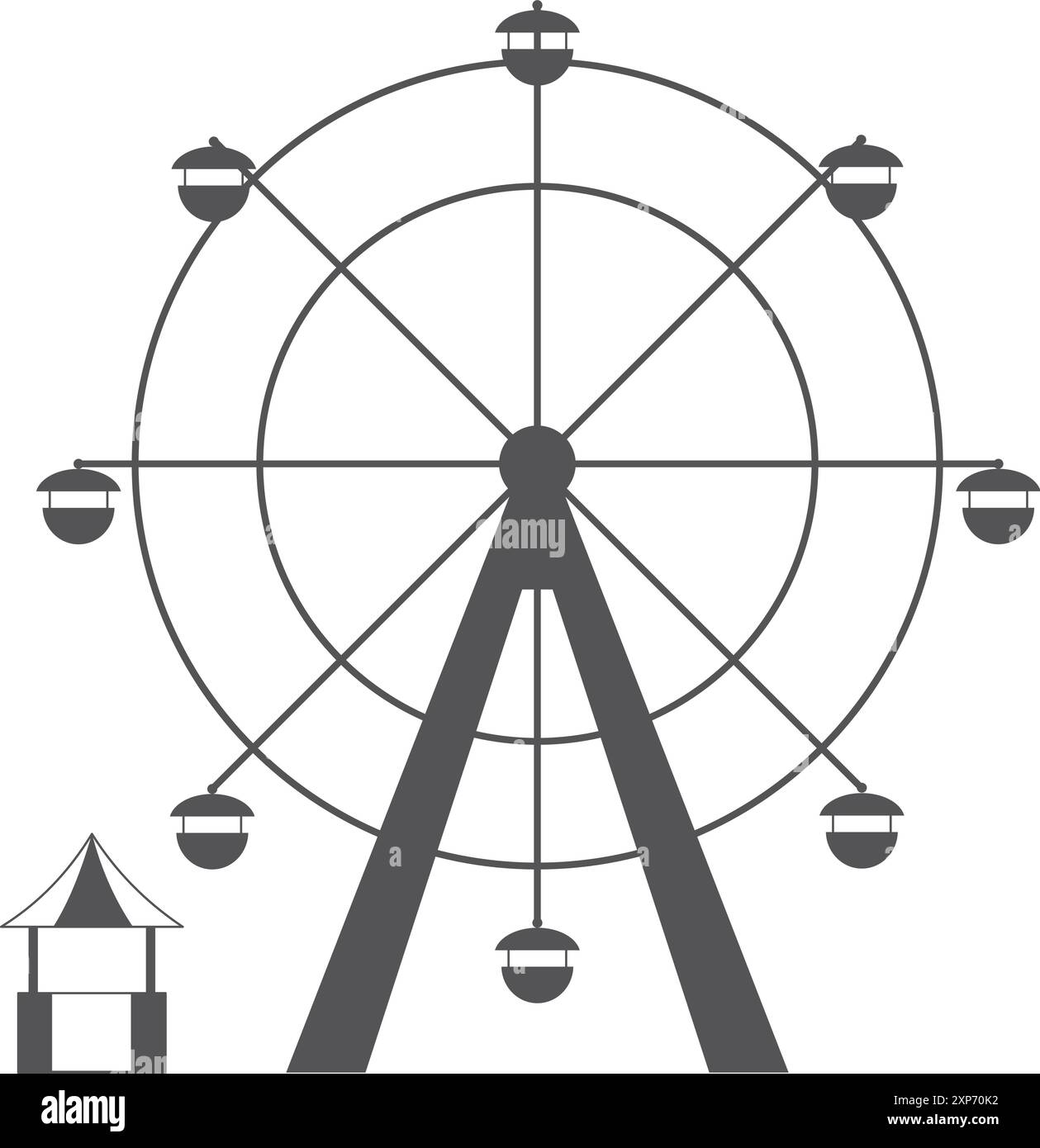 Icona ruota panoramica nera. Parco divertimenti Illustrazione Vettoriale