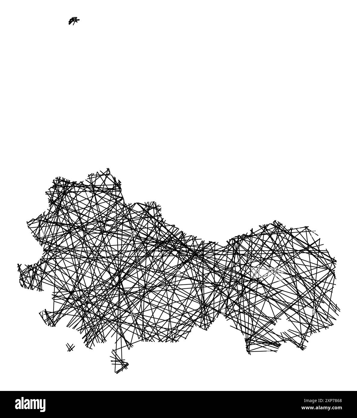 Mappa simbolo della Provincia di Palermo (Italia) che mostra lo stato con linee nere, incrociate come bastoncini Mikado o ragnatela Illustrazione Vettoriale