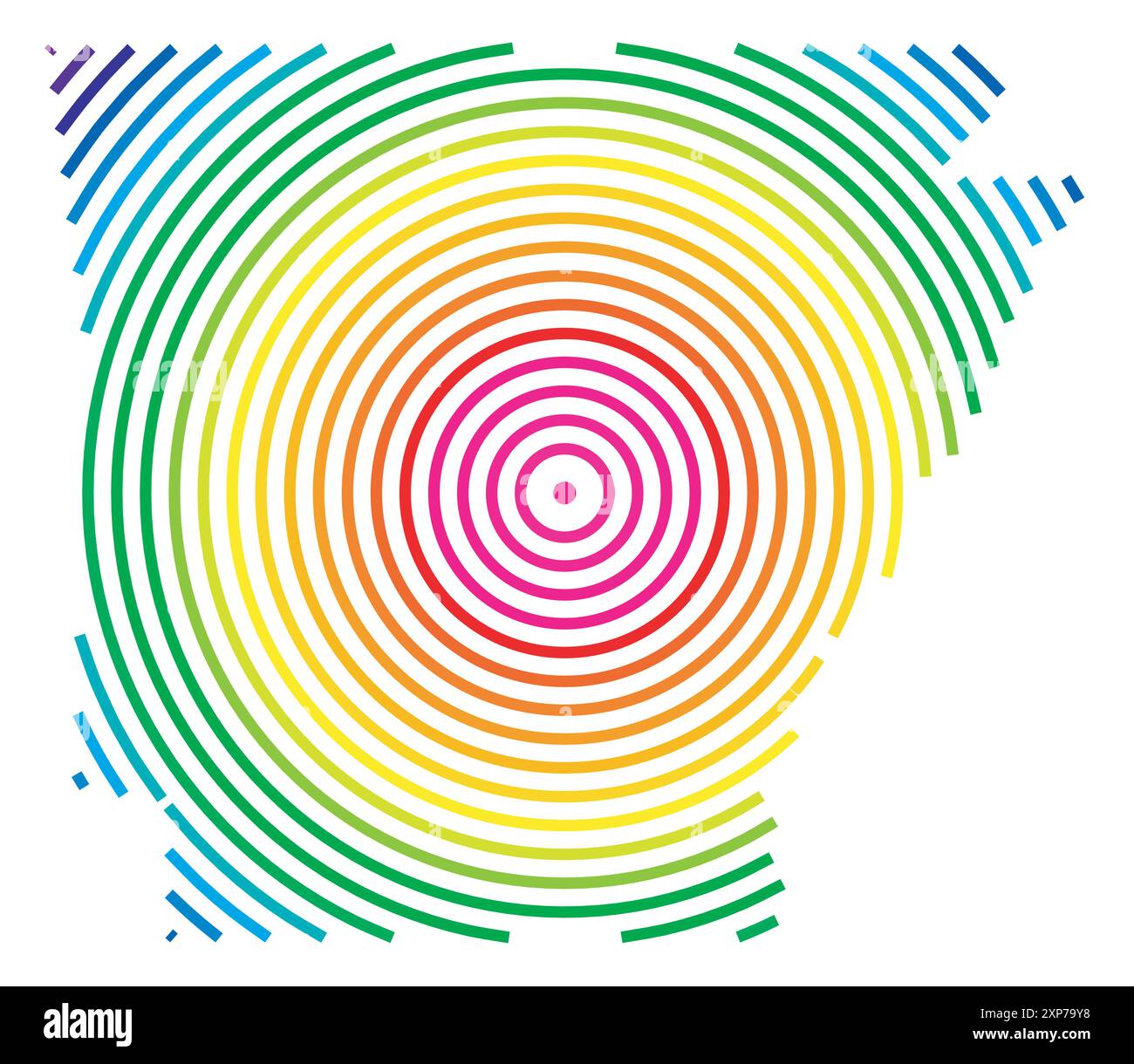 Mappa dei simboli dello Stato dell'Arkansas (Stati Uniti d'America). Mappa astratta che mostra lo stato con cerchi concentrici in colori arcobaleno come uno scatto Illustrazione Vettoriale