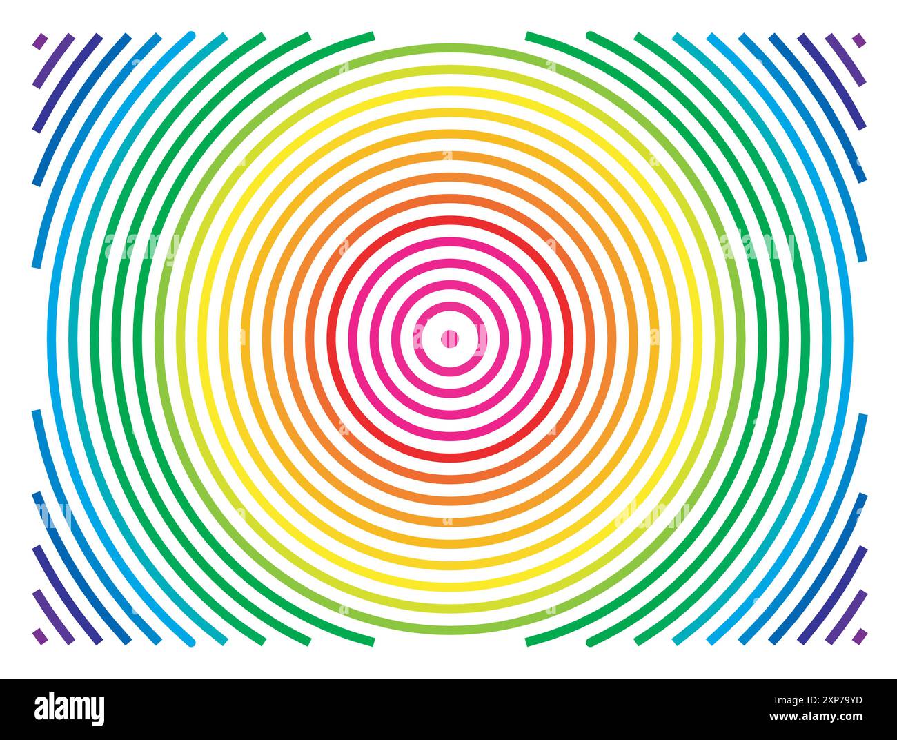 Mappa simbolo dello Stato del Colorado (Stati Uniti d'America). Mappa astratta che mostra lo stato con cerchi concentrici in colori arcobaleno come uno scatto Illustrazione Vettoriale