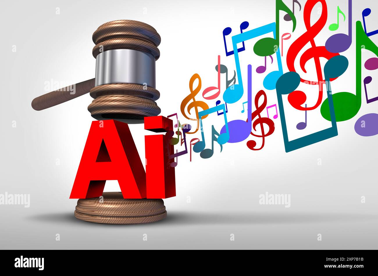 Questioni legali ed etiche relative al diritto d'autore e alla proprietà intellettuale implicano la regolamentazione della tecnologia delle canzoni dell'intelligenza artificiale Foto Stock
