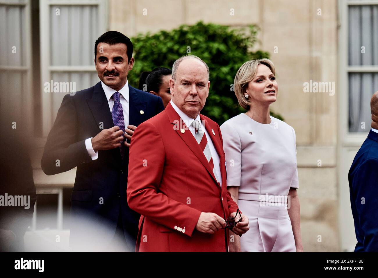 Parigi, Francia. 26 luglio 2024. Antonin Burat/le Pictorium - ricevimento per capi di stato e di governo presso il Palazzo Elysee, per il lancio dei Giochi Olimpici di Parigi 2024. - 26/07/2024 - Francia/Elysee Palace/Parigi - il principe Alberto II di Monaco e sua moglie Charlene hanno ricevuto all'Elysee Palace per il lancio dei Giochi Olimpici di Parigi 2024, il 26 luglio 2024. Crediti: LE PICTORIUM/Alamy Live News Foto Stock