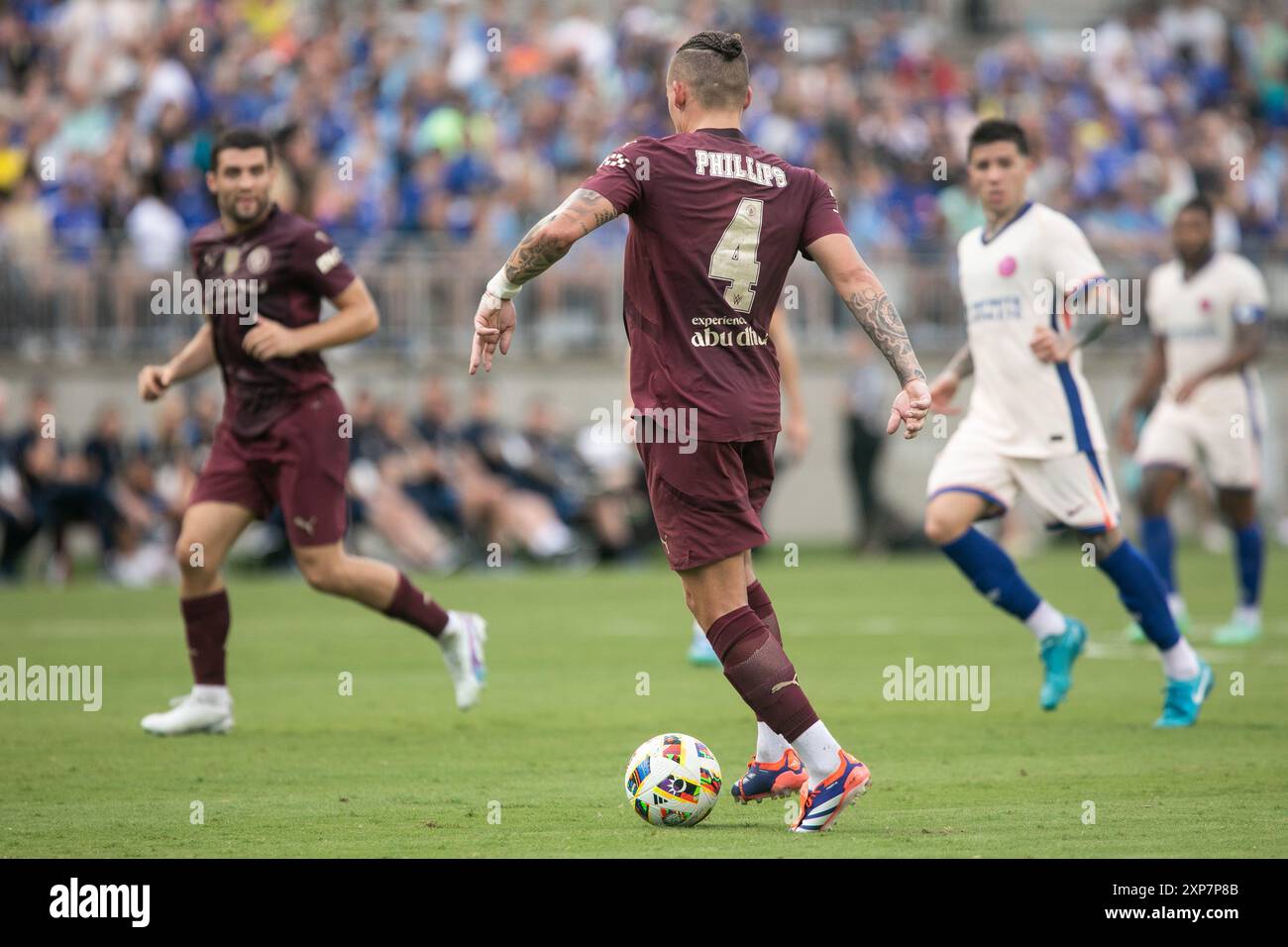 Columbus, Ohio, Stati Uniti. 3 agosto 2024. Kalvin Phillips, centrocampista del Manchester City (4). Il Manchester City gioca con il Chelsea FC in un'amichevole internazionale all'Ohio Stadium. Crediti: Kindell Buchanan/Alamy Live News Foto Stock