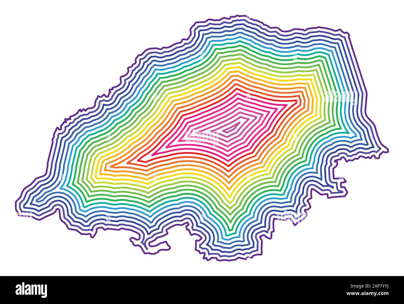 Mappa dei simboli della Provincia di Limpopo (Sudafrica) che mostra il confine di stato tamponato all'interno in colori arcobaleno Illustrazione Vettoriale