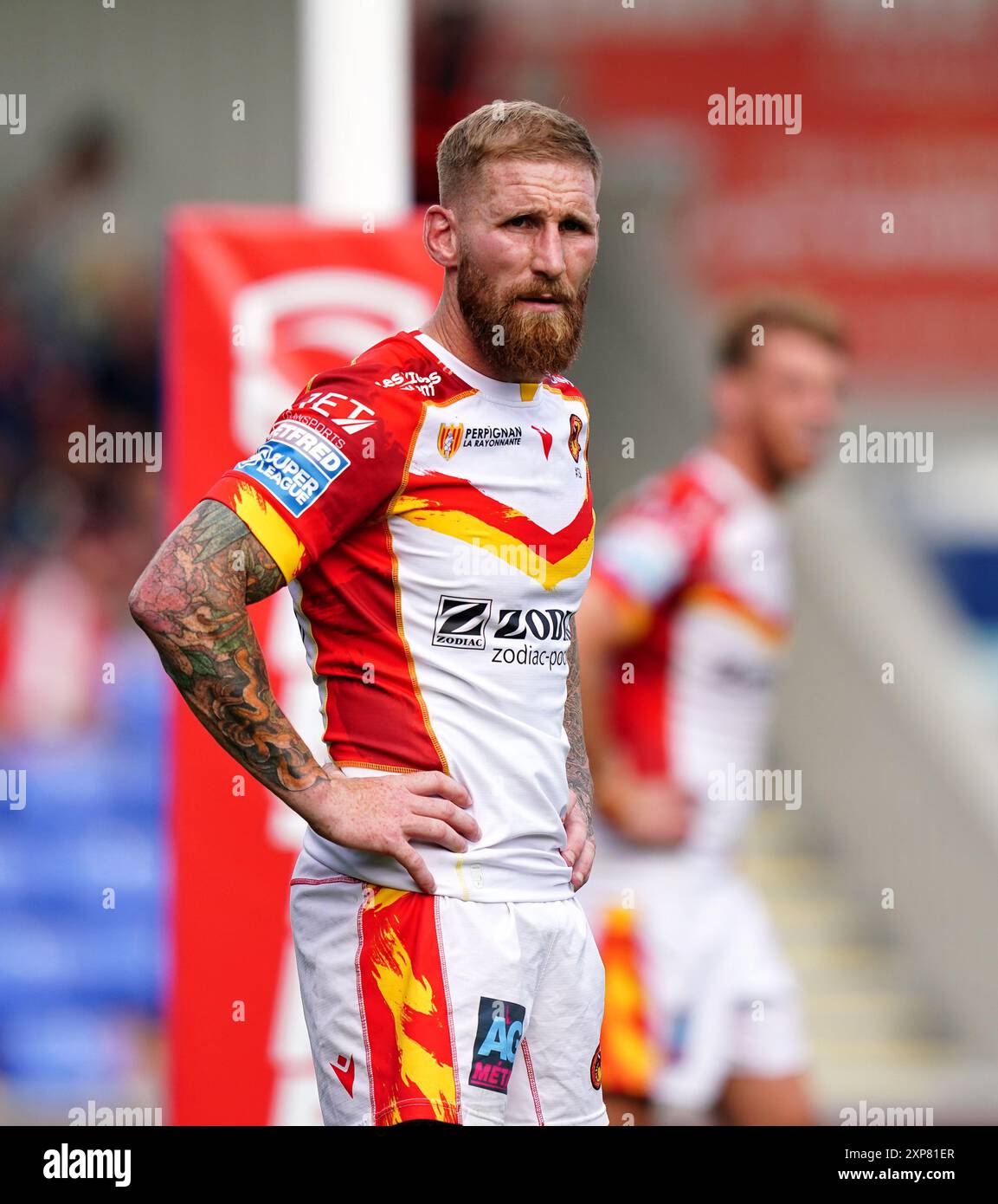 Sam Tomkins dei Catalans Dragons durante il Betfred Super League Match al Cherry Red Records Stadium di Wimbledon. Data foto: Domenica 4 agosto 2024. Foto Stock