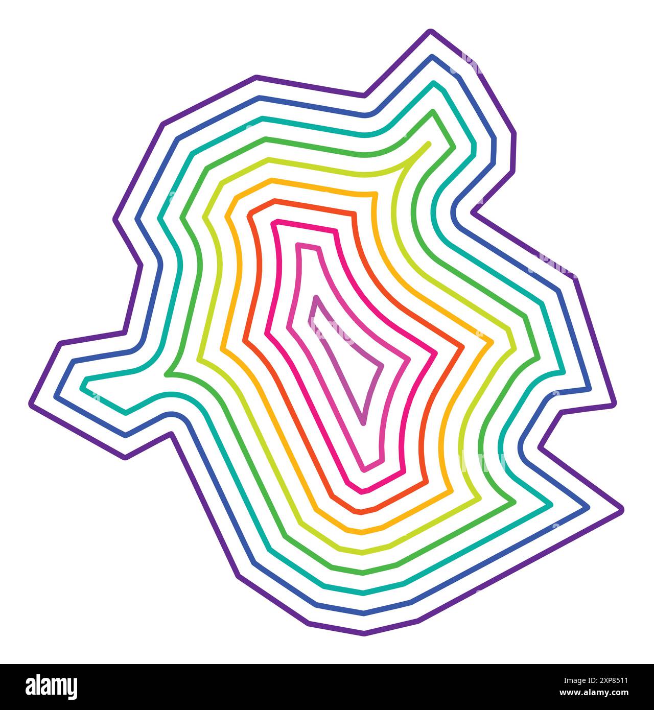 Mappa simbolo della regione della capitale Bruxelles (Belgio) che mostra il confine di stato tamponato all'interno in colori arcobaleno Illustrazione Vettoriale