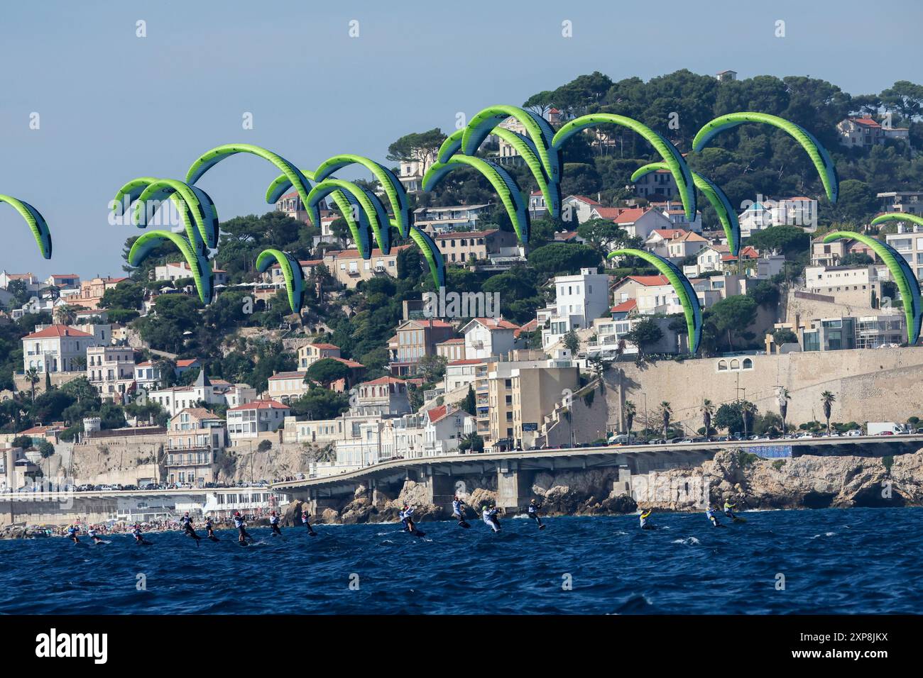 Marsiglia, Francia. 4 agosto 2024. Sylvain Rostaing/le Pictorium - Vela - ILCA e Kite - Parigi 2024 - 04/08/2024 - Francia/Provenza-Alpi-Costa Azzurra/Marsiglia - evento velico a Marsiglia per i Giochi Olimpici di Parigi 2024, domenica 4 agosto con gare ILCA e Kite. Crediti: LE PICTORIUM/Alamy Live News Foto Stock