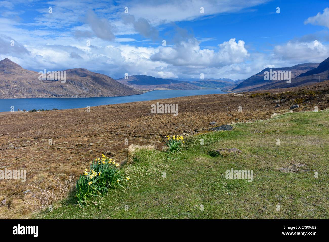 Little Loch Broom dalla A832 Road vicino a Badcaul, Highland Region, Scozia, Regno Unito Foto Stock