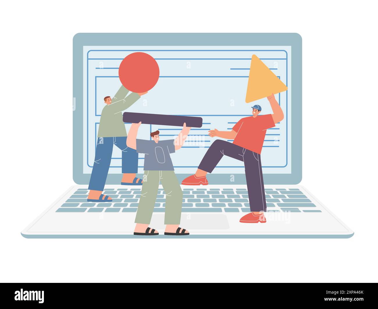 Creazione di siti Web di landing page da parte di un team di designer professionisti per notebook con grande schermo Illustrazione Vettoriale
