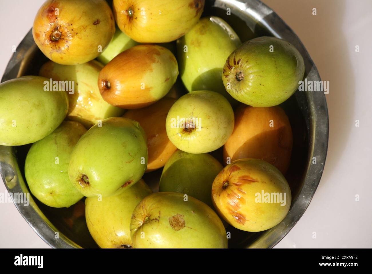 Giuggiola indiana o Ber (Ziziphus mauritiana) in una ciotola : (Pix Sanjiv Shukla) Foto Stock