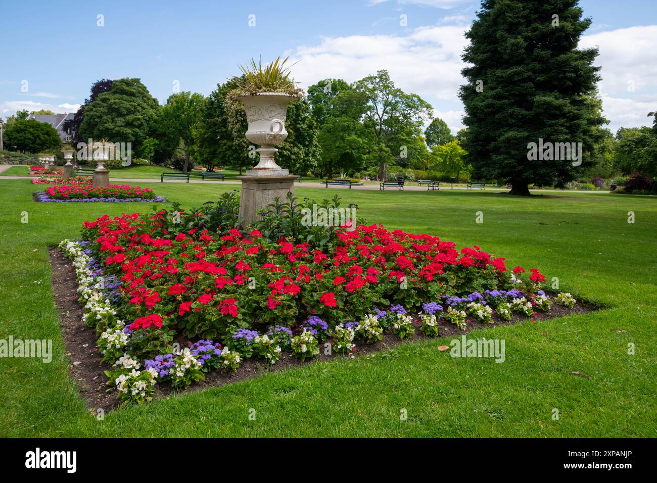 Biancheria da letto estiva ai giardini botanici di Sheffield, South Yorkshire, Inghilterra. Foto Stock