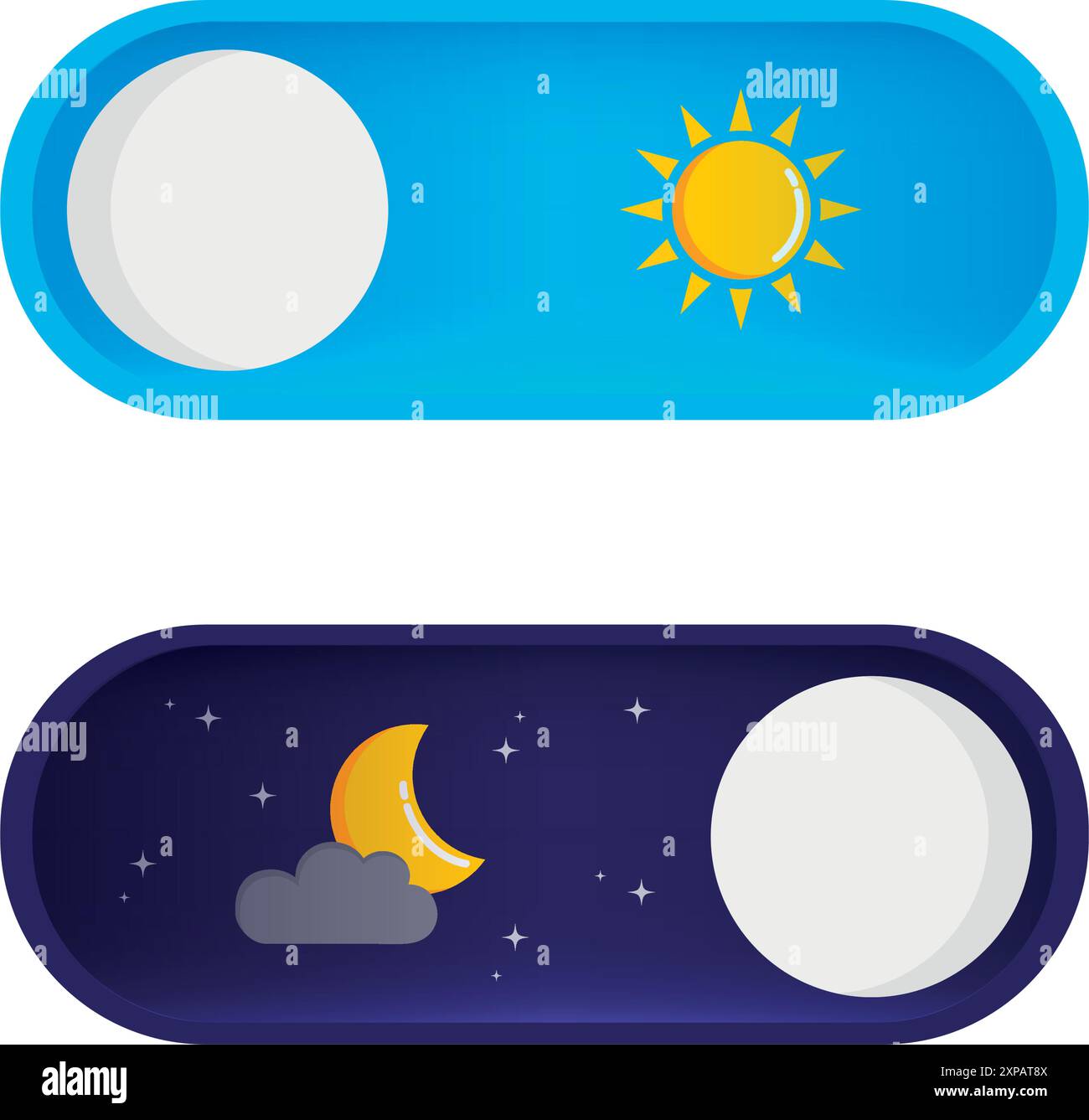 pulsante giorno e notte con illustrazione vettoriale sole e luna Illustrazione Vettoriale