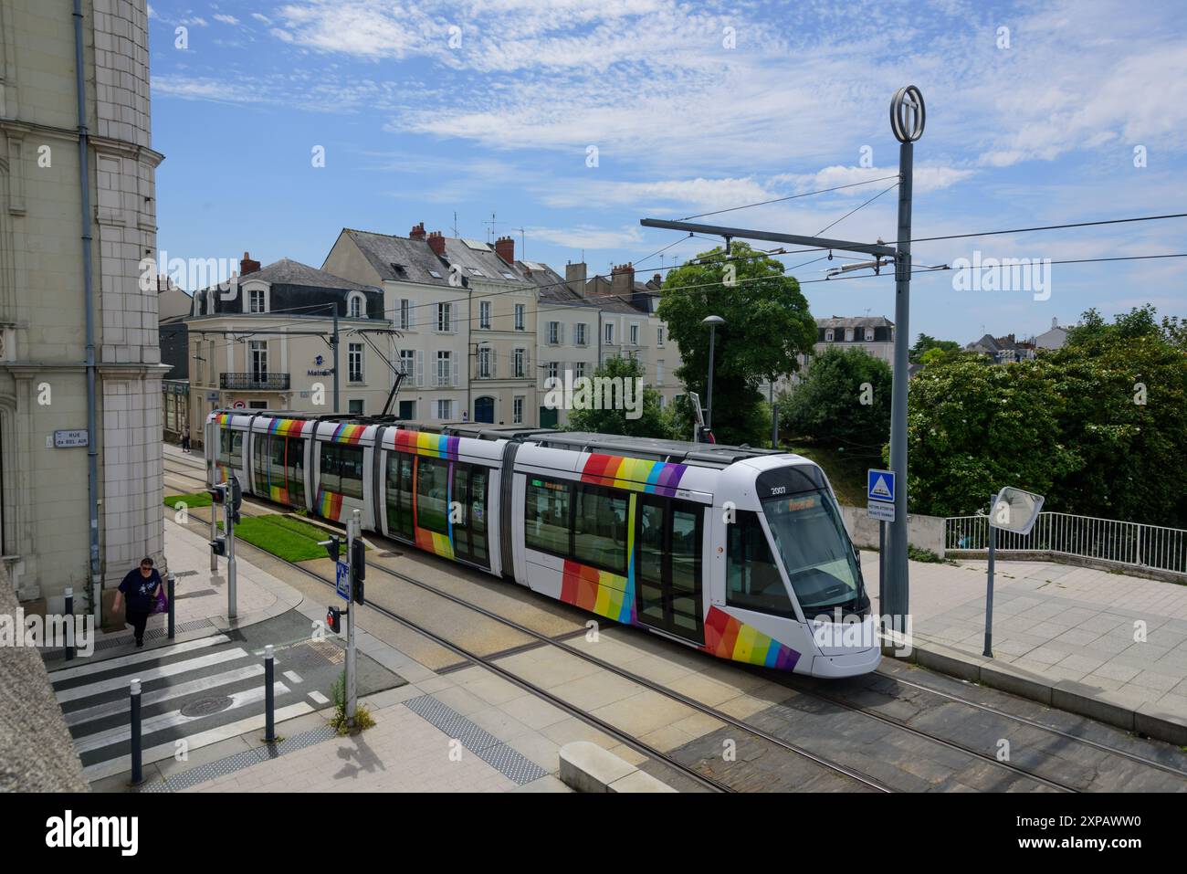 Frankreich, Angers, Straßenbahn Linie C, Gare Saint-Loud // Francia, Angers, linea C del tram, Gare Saint-Loud Foto Stock