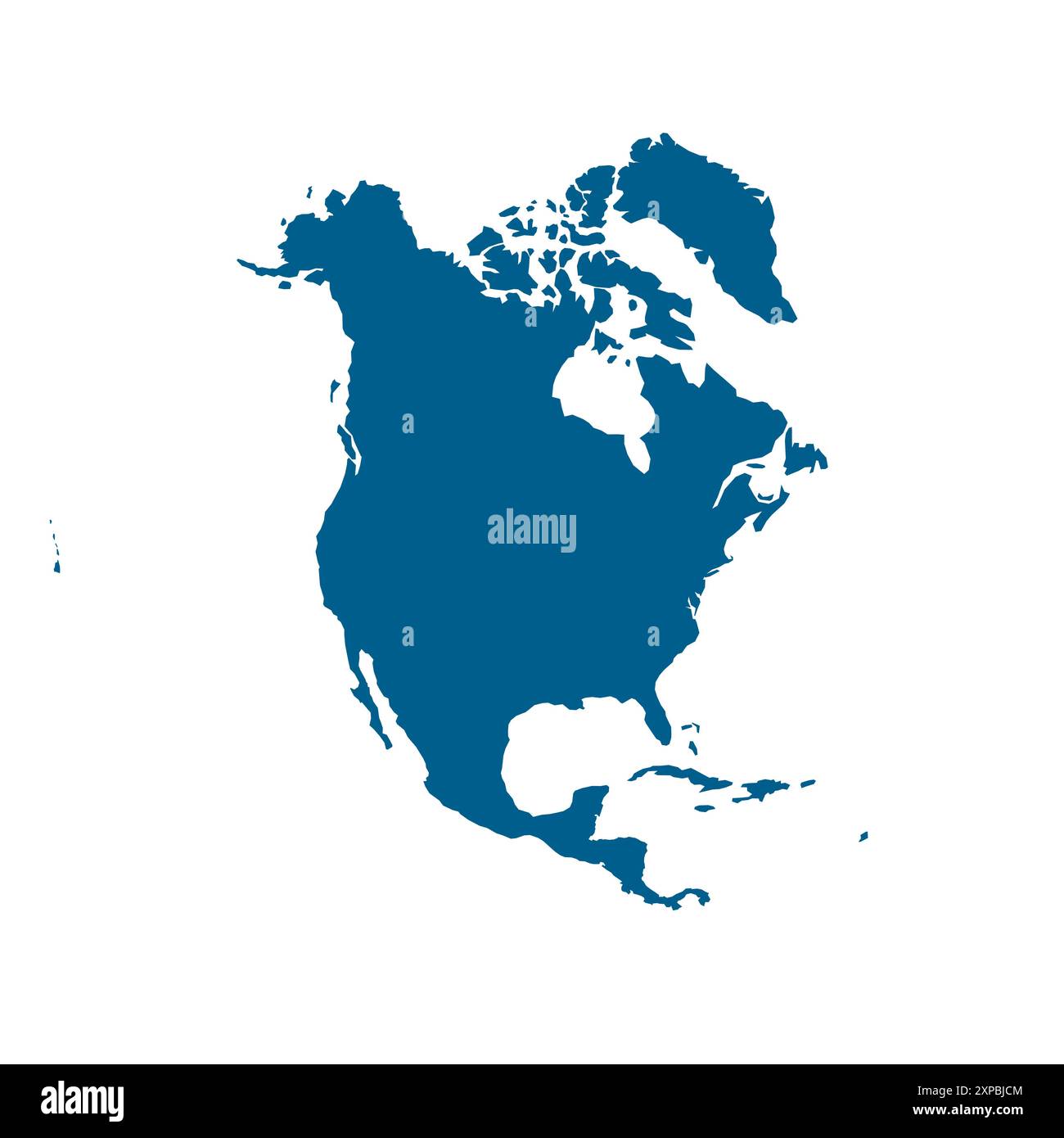 Sagoma vettoriale del Nord America, che mostra la sua forma e la sua disposizione geografica distinte. Ideale per scopi didattici e di progettazione, la grafica enfatizza i confini del continente senza alcun dettaglio. Illustrazione Vettoriale