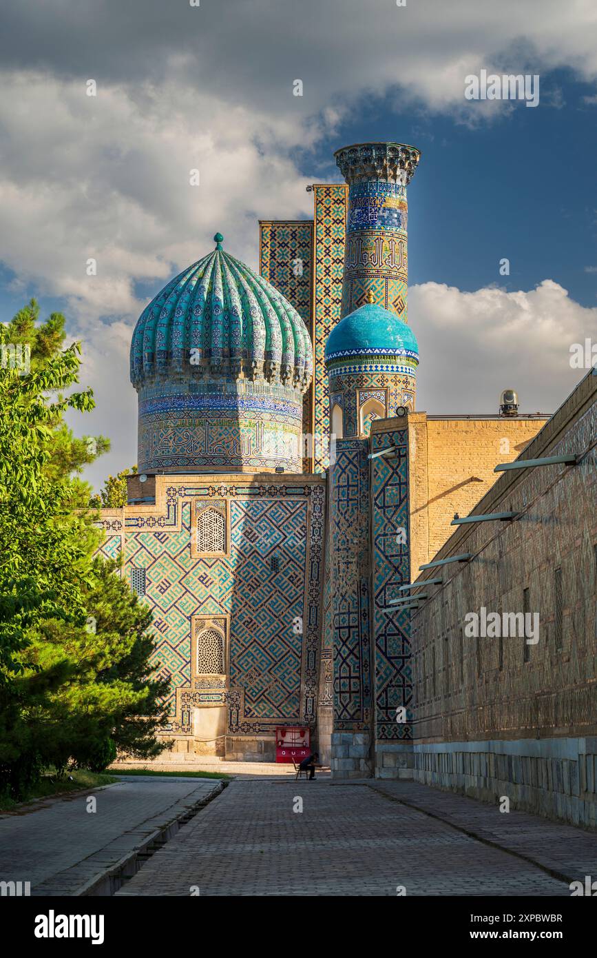 Madrasa Sher-Dor, Registan, Samarcanda, Uzbekistan Foto Stock