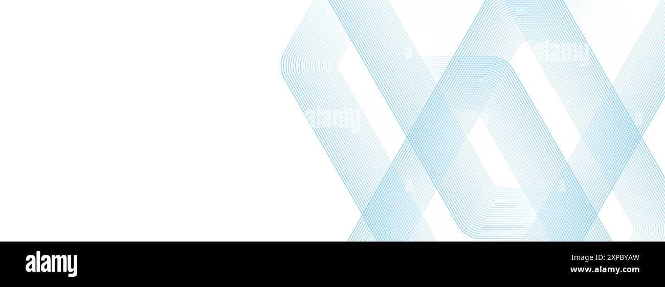 Linee esagonali blu astratte su sfondo bianco. Design grafico geometrico a righe per poster, brochure, copertina, intestazione, sito Web, banner Illustrazione Vettoriale