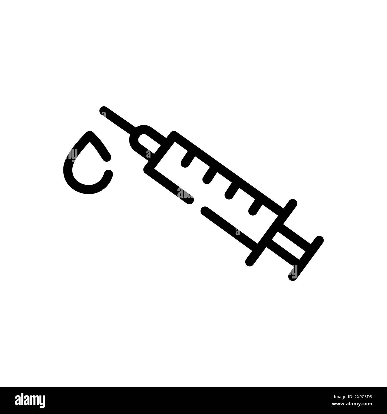 Icona della siringa medicale lineare. Icona iniezione line art. Traccia modificabile Illustrazione Vettoriale