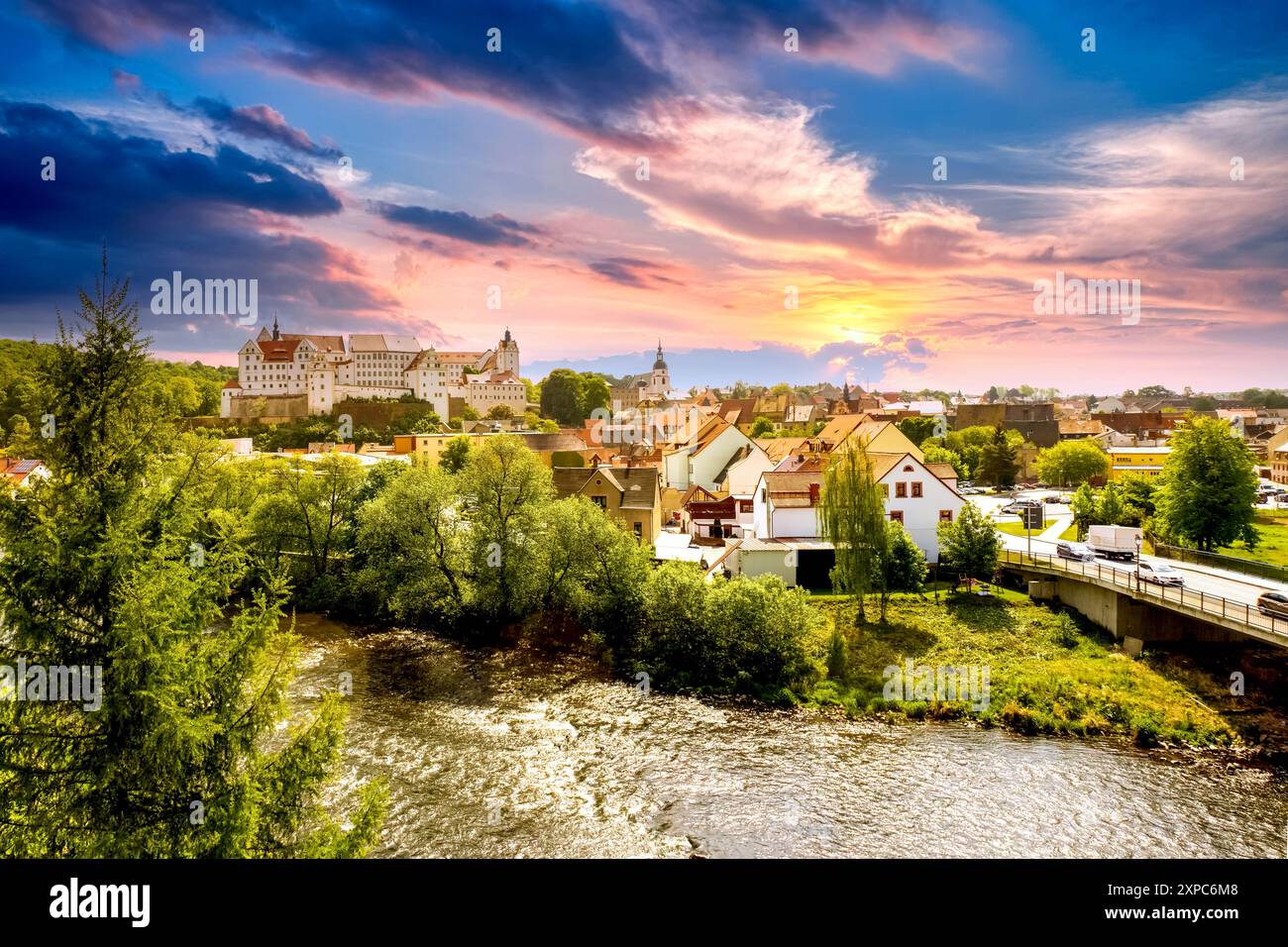 Vista su Colditz, Germania Foto Stock