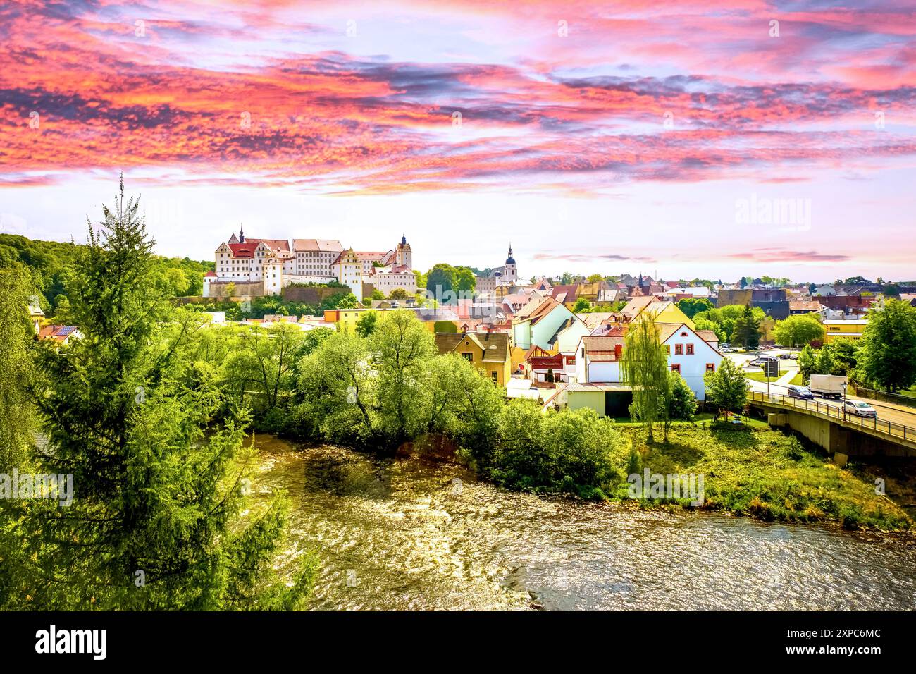 Vista su Colditz, Germania Foto Stock