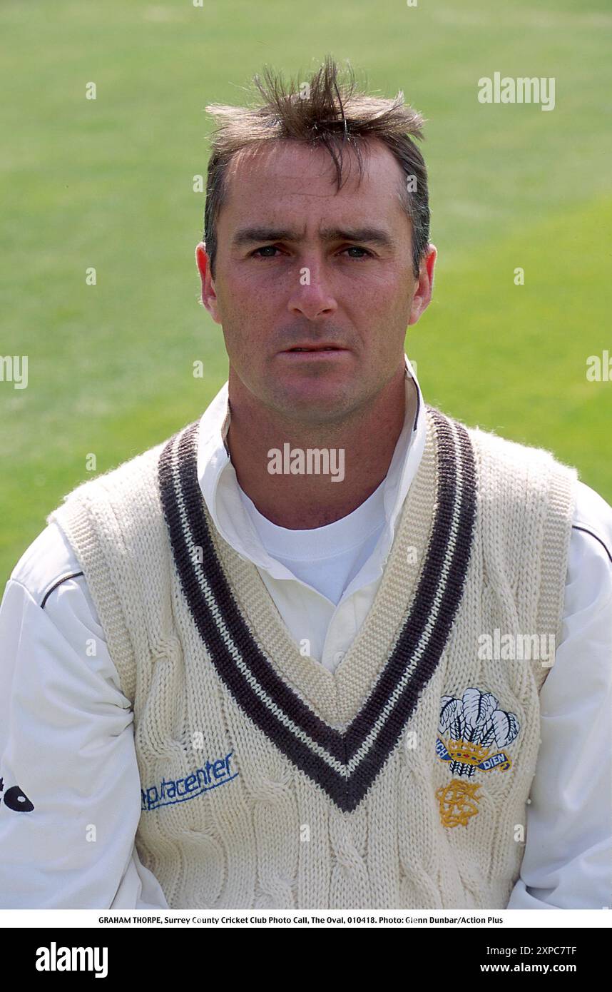 GRAHAM THORPE, Surrey County Cricket Club Photo Call, The Oval, 010418. Foto: Glenn Dunbar/Action Plus...2001.County Cricket.Ritratto Foto Stock