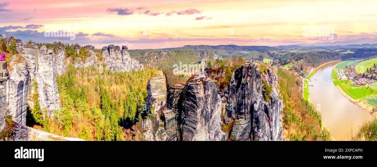 Elbsandstones, Montagne, Dresda, Germania Foto Stock