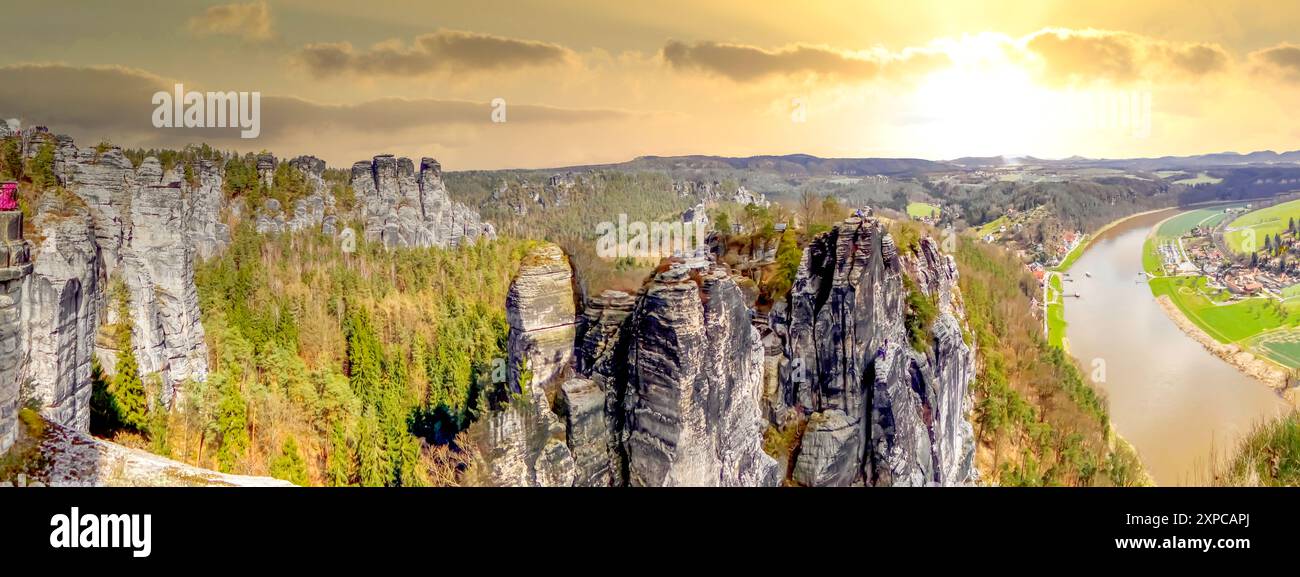 Elbsandstones, Montagne, Dresda, Germania Foto Stock