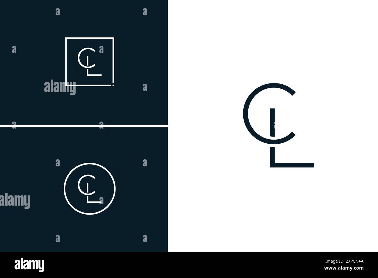 Modello vettoriale per lettera iniziale Logo CL - elegante logo monogramma per alfabeti C e L. Illustrazione Vettoriale