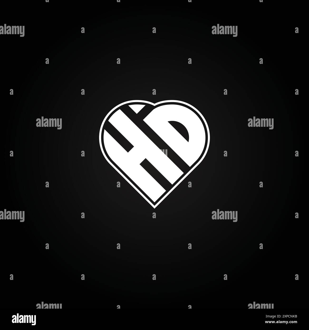 Logo Heart Letter HD - modello monogramma iniziale per alfabeti H e D. Illustrazione Vettoriale