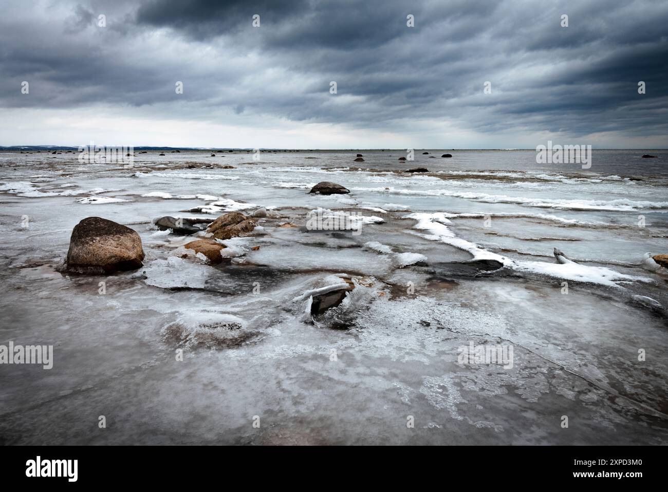 Paesaggio ghiacciato sul lago Michigan Foto Stock