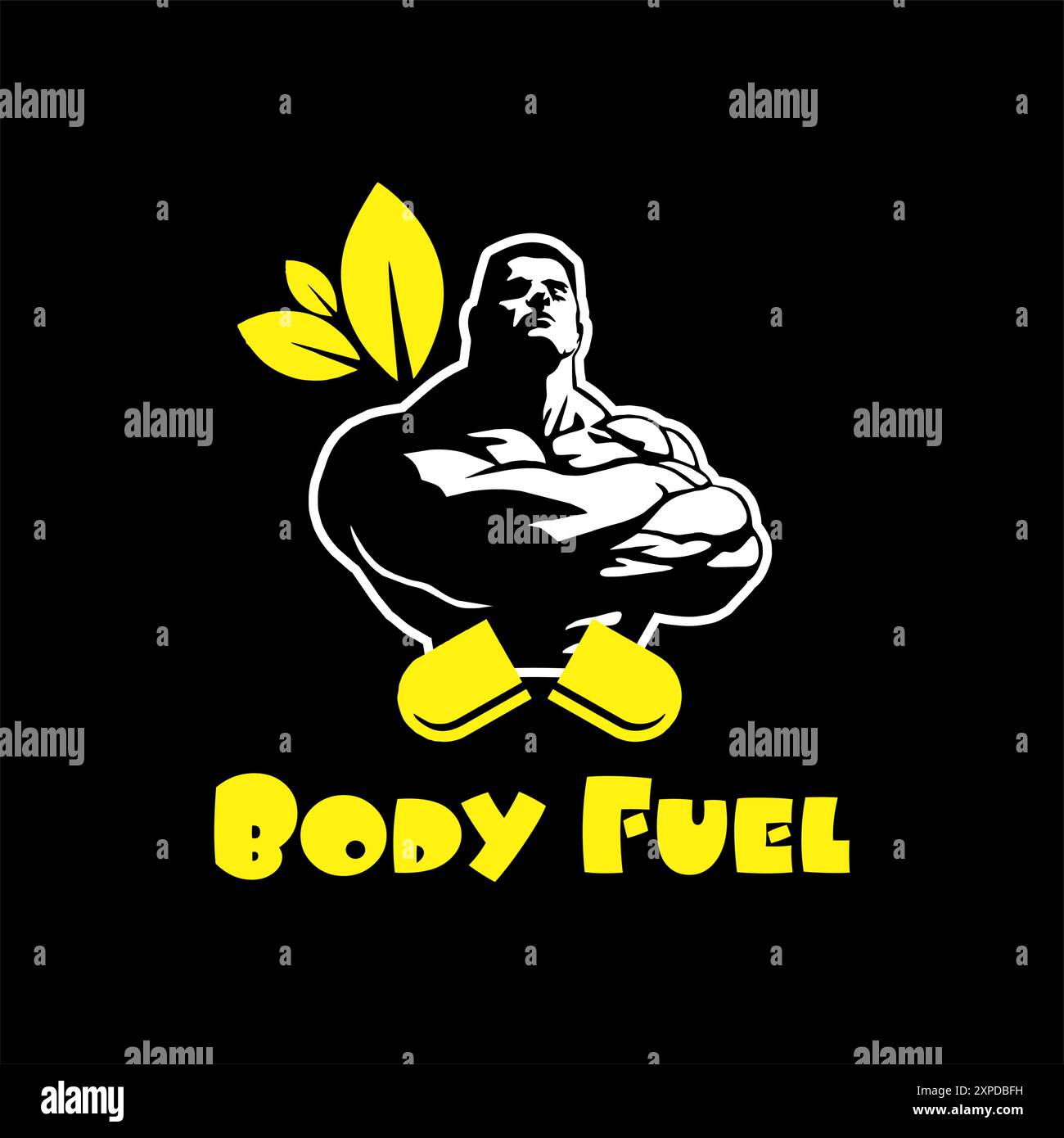 modello di design del logo body fuel per fitness e giochi Illustrazione Vettoriale