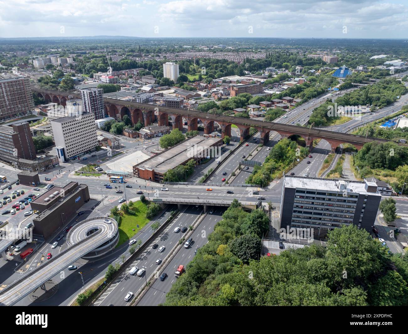 Immagine aerea panoramica di Stockport - Greater Manchester Foto Stock