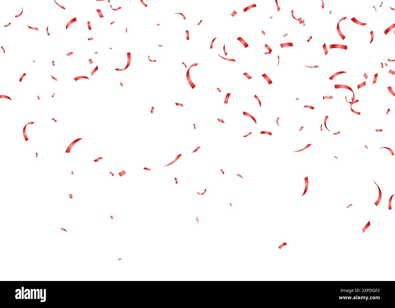 Coriandoli rossi, nastri di carta cadenti isolati su sfondo bianco. Decorazione per feste di compleanno. Illustrazione Vettoriale