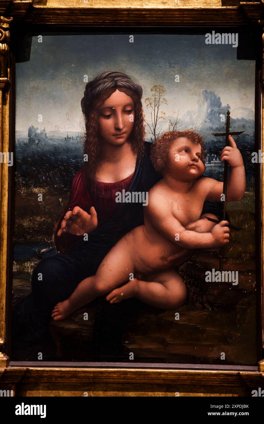 Madonna del fuso, del pittore rinascimentale italiano Leonardo da Vinci ...
