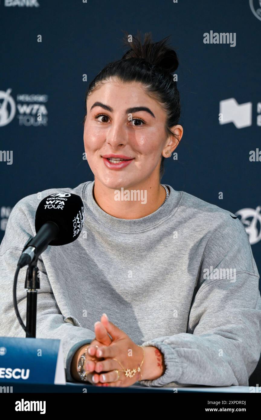 Toronto, Canada. 5 agosto 2024. La tennista canadese Bianca Andreescu partecipa a una conferenza stampa al WTA 1000 Toronto National Bank Open. Christopher Child/EXimages Credit: EXImages/Alamy Live News Foto Stock