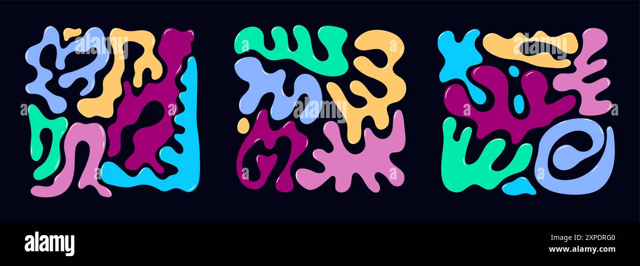 Forma liquida astratta, funky, retrò, organica Illustrazione Vettoriale