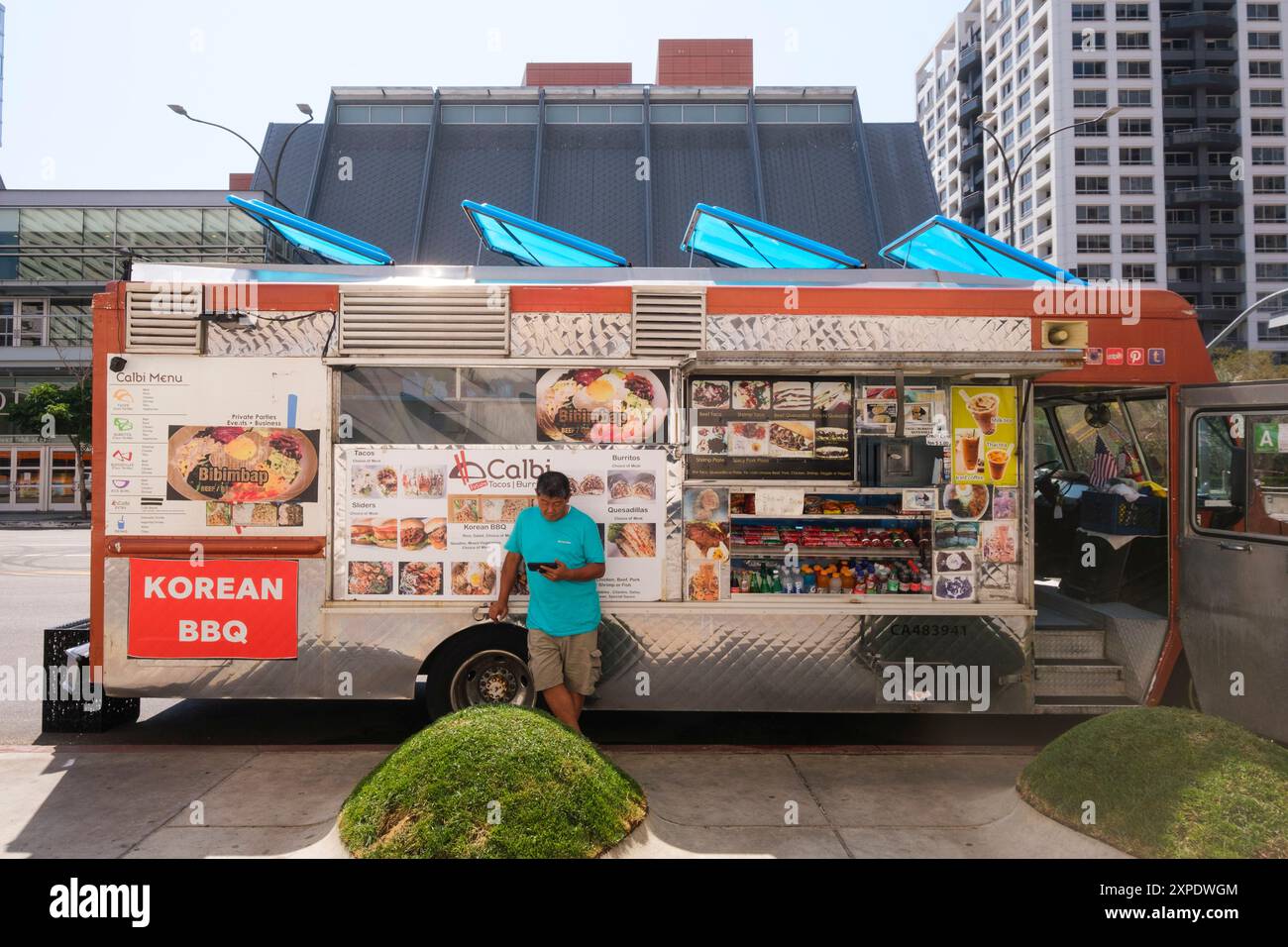 Food truck al Broad, Los Angeles, California, Stati Uniti d'America Foto Stock