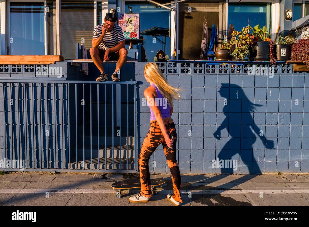 Skateboarder, Venice Beach, Los Angeles, California, Stati Uniti Foto Stock