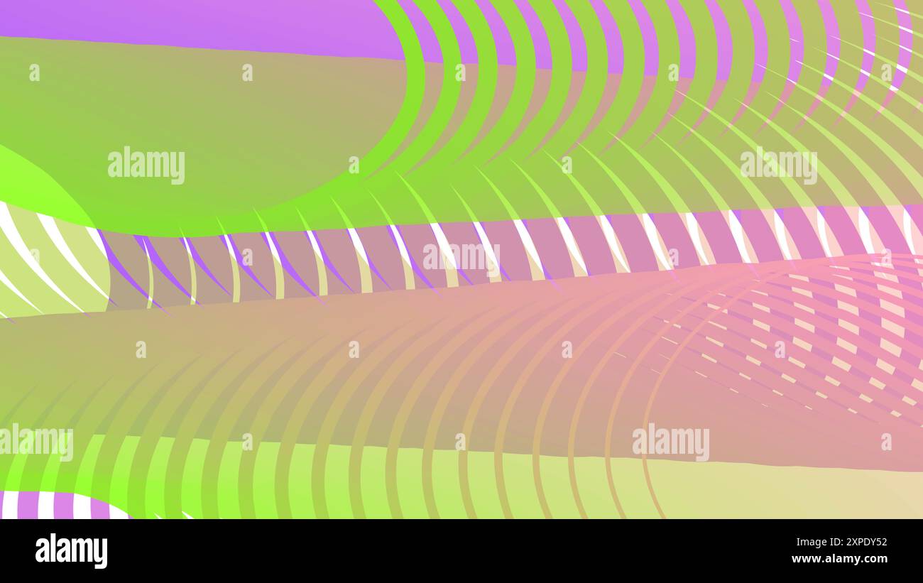 Sfondo di onde astratte di linee verdi e viola Illustrazione Vettoriale