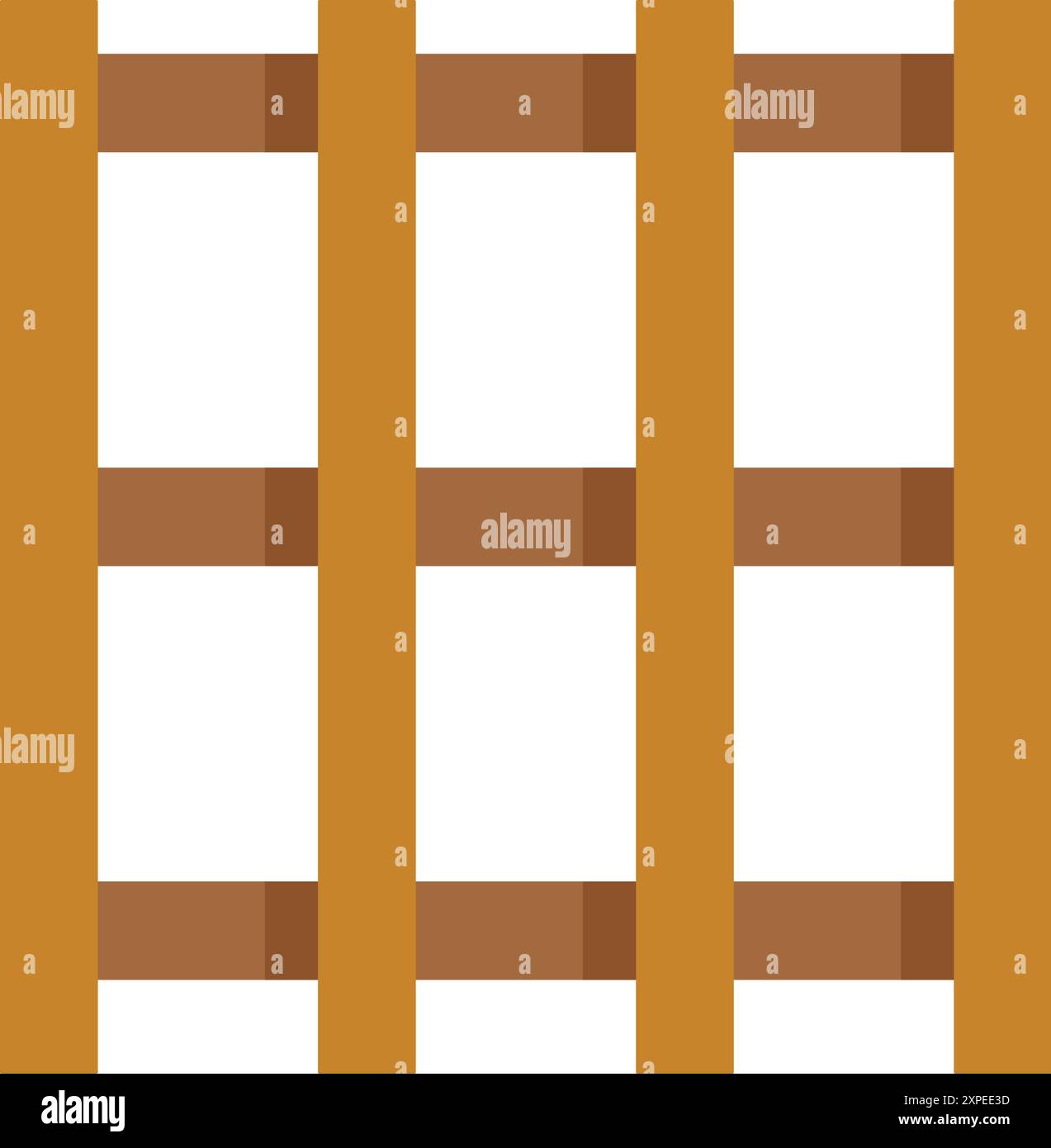 Semplice recinzione in legno con tavole verticali e supporti orizzontali, creando una barriera robusta Illustrazione Vettoriale