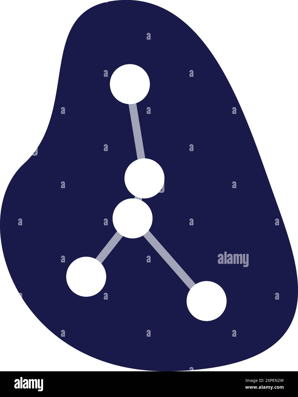 La costellazione astratta è raffigurata su uno sfondo blu scuro, a simboleggiare la vastità dello spazio e le meraviglie dell'astronomia Illustrazione Vettoriale