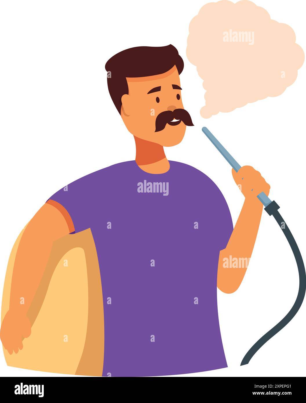 L'uomo si sta godendo una serata rilassante a una festa lounge, viziandosi con i sapori di un narghilè Illustrazione Vettoriale