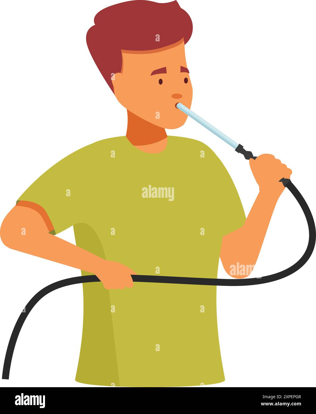 Il giovane sta fumando narghilè e si sta godendo un momento di relax Illustrazione Vettoriale