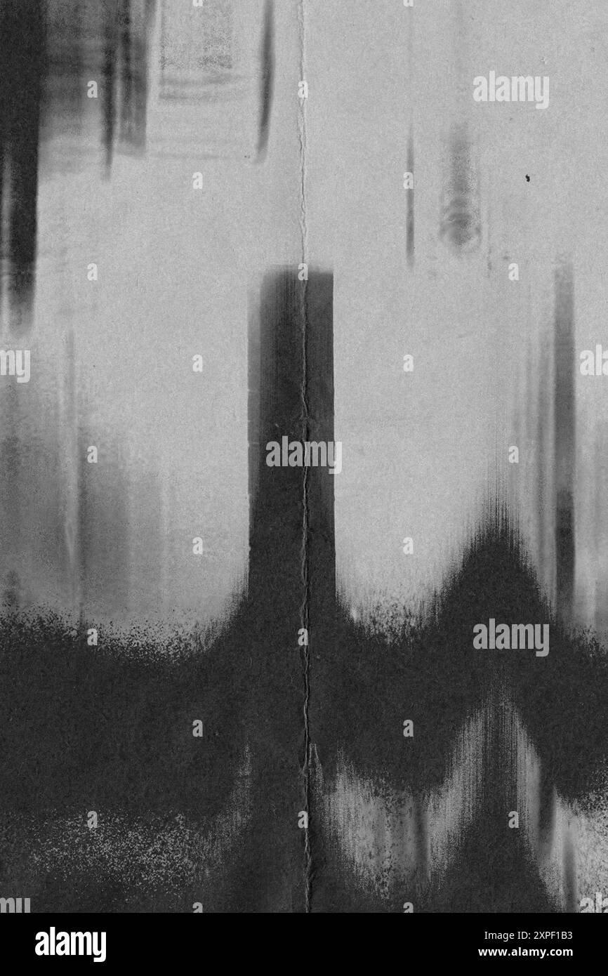 granulosità granulosa, luce nera per effetto carta bianca, polverosità, effetti di rumore sovrapposizioni sporche moltiplicate, effetto pellicola con perdita di luce Foto Stock