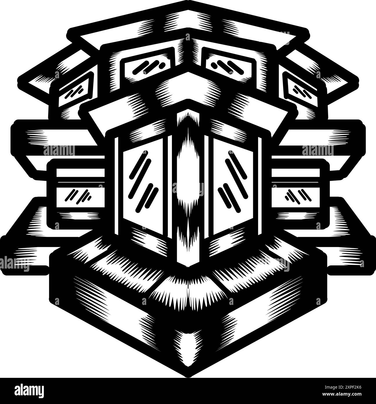 Disegno grafico di casa isolata su sfondo trasparente. Perfetto per icone, logo, tatuaggi, banner, adesivi, biglietti d'auguri. Perfetto per icone, logo, Illustrazione Vettoriale