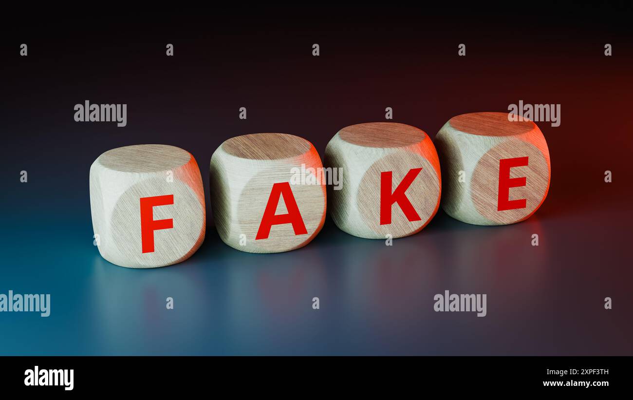 Immagine concettuale delle notizie false su Internet. rendering 3d. Foto Stock
