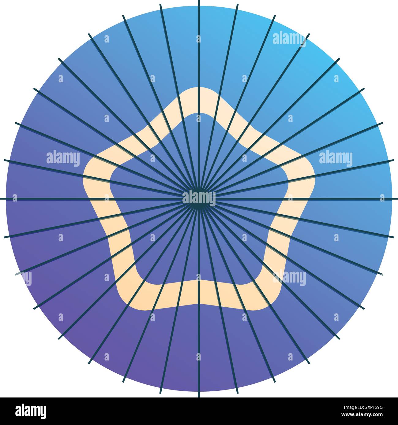 Ombrello giapponese con una sfumatura dal viola al blu che rappresenta la cultura e le tradizioni asiatiche Illustrazione Vettoriale