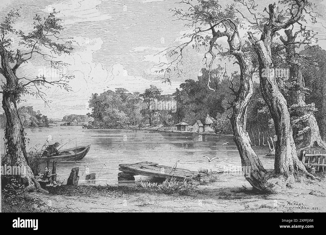 Blick über den Eutiner SEE in Schleswig Holstein, 1895, Deutschland, Historisch, digital restaurierte Reproduktion von einer Vorlage aus dem 19. Jahrh Foto Stock