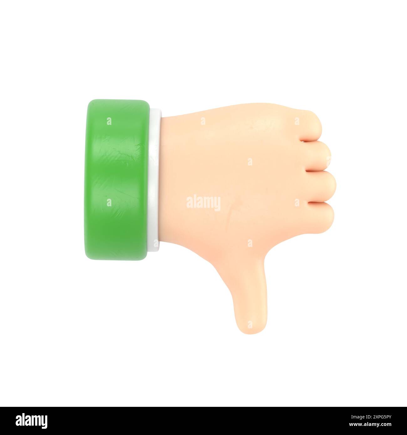 Icona movimento cartoni animati Mockup. Non mi piace, negativo, non ci sono feedback o non sono d'accordo. Rendering 3D su sfondo bianco. Foto Stock